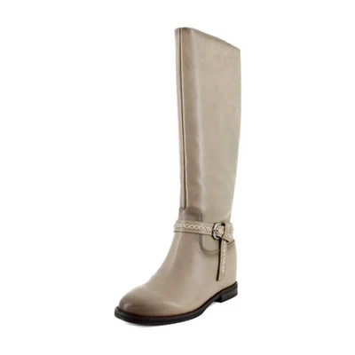 Lucky Brand Maltet Grand Boucle Bottes Équitation Argent Nuage Cuir 5M Talon - Photo 1/4