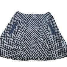Anthropologie Maeve Skirt Women  s Sz 6Fourth Street Swing Blue Geometric Pattern