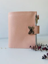 Leather notebook cover A5 big binder 6 rings.Leather planner binder A5 butterfly