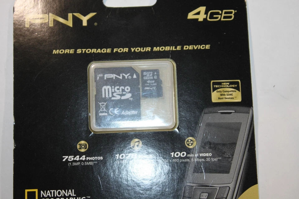 PNY 4GB MicroSDHC HIGH CAPACITY cell phone memory card P-SDU4GB4-EF/BKGD Sealed - Image 3 of 3