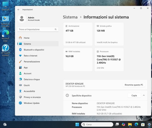HP 250 G8 i5-1135G7 16 RAM 512 SSD Notebook 15.6" Laptop Portatile - Afbeelding 12 van 16