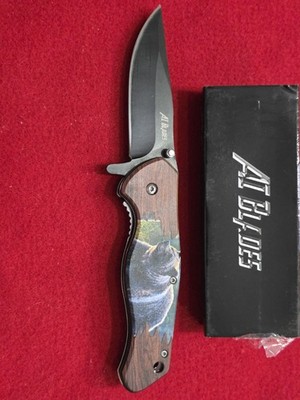 AI BLADES spring Assist Pocket Knife W Bear Scene