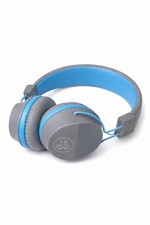 JLab Wireless Over Ear Bluetooth Headphones Gray Blue Cushioned Adjustable