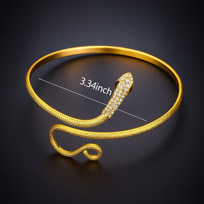 Gold Snake Arm Cuff Adjustable Rhinestone Upper Arm Bracelet