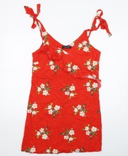 Dorothy Perkins Damen rot Blumen Viskose Mini Gr&ouml;&szlig;e 10 V-Ausschnitt Pullover
