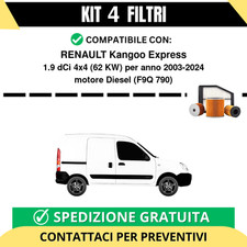 Kit 4 Filtri Tagliando per RENAULT Kangoo Express 1.9 dCi 4x4 62 kw Diesel 20...