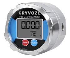 GRYVOZE 3/4 Inch NPT Gear Flow Meter, 0.08-7.93 GPM Digital Oil Low Flowmeter