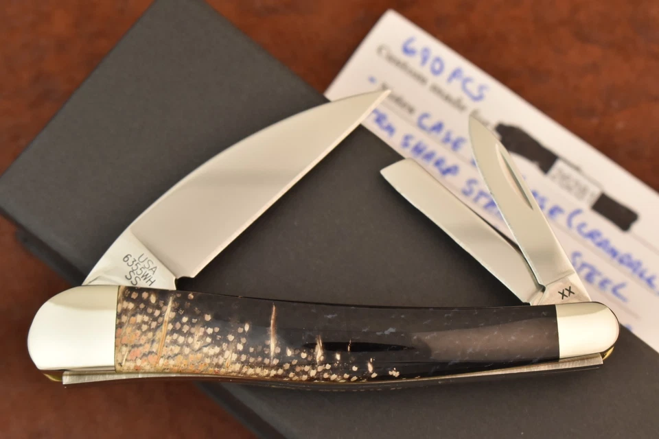 CUCHILLO WHITTLER ESTUCHE XX EE. UU. CABALLITO DE MAR PERSONALIZADO OBRAS DE ARTE PIEDRA TAMBORILEADA (26281 Foto 2 de 4