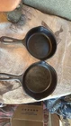 Lot Of 2 Vintage Wagner Ware Sidney-O-Cast Iron 6 1/2” Skillets 0-1053Z & 1053L
