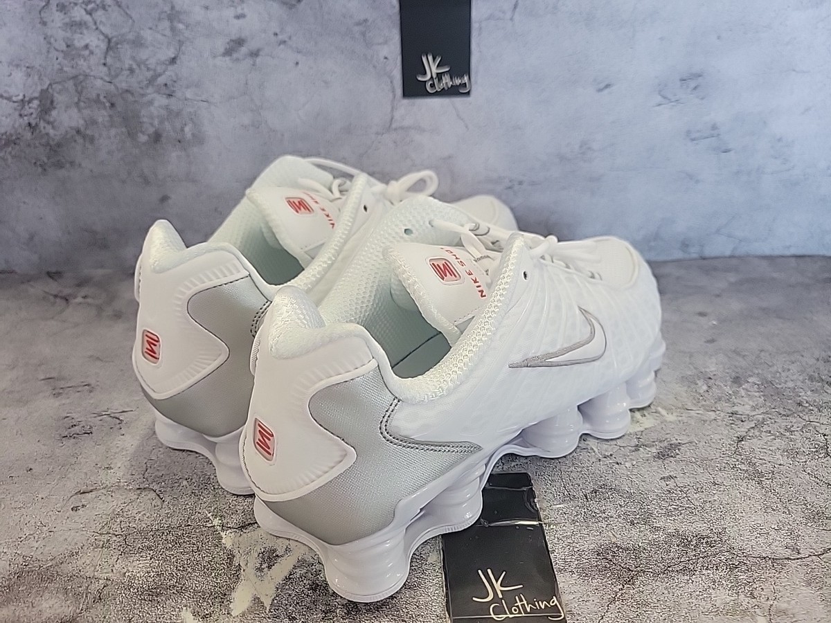 国内配送 NIKE W SHOX TL WHITE/WHITE-M.SILVER NEW Men's Size 10 Nike Shox TL White Metallic Silver Shoes