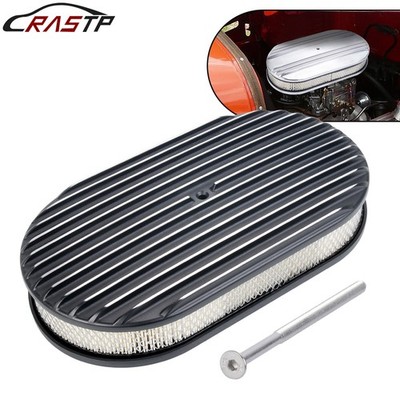 15'' Oval Full Finned Air Cleaner Washable For SBC BBC Chevy Ford 5-1/8 Carb Neck