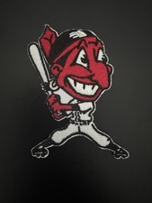 Retro Classic Chief Wahoo Cleveland Indians Swinging Bat Logo Patch Old Stock