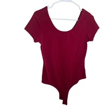 Active Basic Blouse Women's Large Red Round Neck One Piece Short Sleeve
