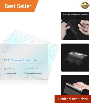 Versatile 6PCS 260x200mm FEP Film for 3D Printing - High-Temperature Resistance