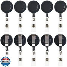 JANYUN 30 Pcs Black Retractable Badge Reels Holders Reels Clip for ID Badge H
