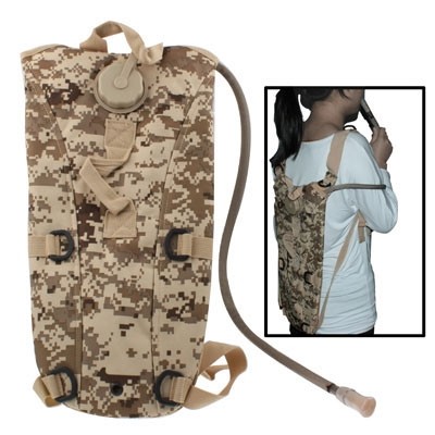 2,5L Nylon Wassersack Rucksack mit Trinkblase, Schlauch & Brustgurt