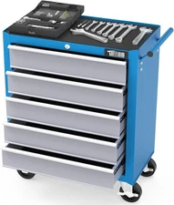 Professional 5-Drawer Tool Chest on Locking Wheels, Secure Tool Storage Cart
