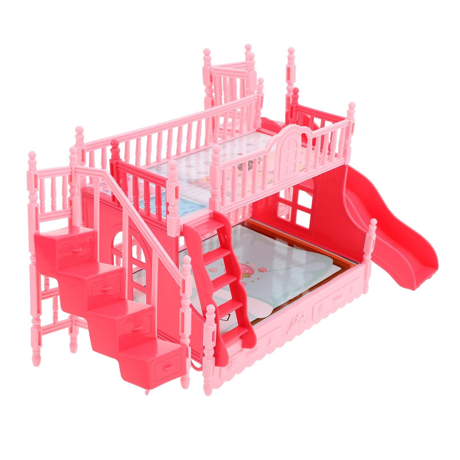 TOYANDONA Baby Doll Bunk Bed for Girls, Miniature Furniture 