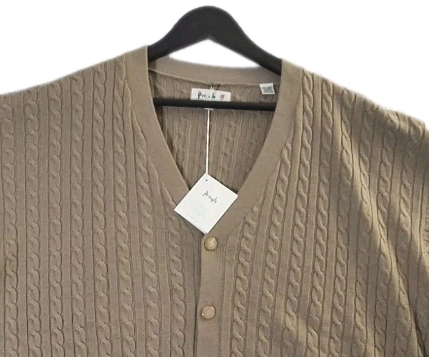 Pringle of Scotland Cárdigan Suéter de Lana Para Hombre Grande Arena De Colección Acanalado Nuevo con Etiquetas Foto 4 de 4