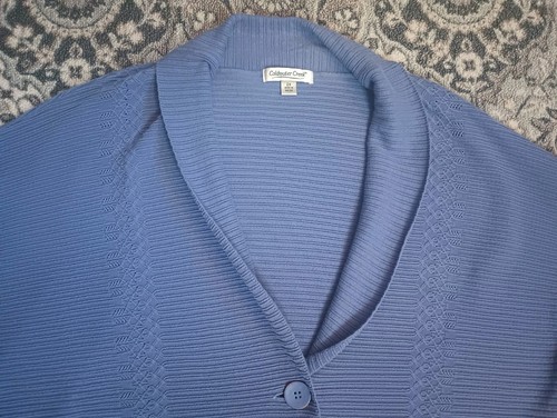 Coldwater Creek Womens 2X Shawl Cardigan Dolman Sleeve Button Blue Mature Office - Picture 3 of 13