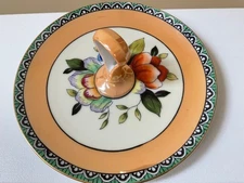 Vintage Noritake snack or tidbit tray with center handle, 6.25"d., floral luster