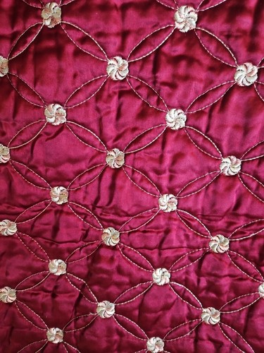 Vintage Maroon/Gold Satiny Shiny Quilted Regency StyleBed Cover & 2 pillow Shams