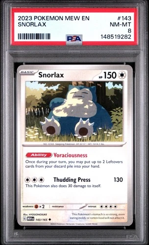 2023 POKEMON MEW EN-151 #143 SNORLAX PSA 8