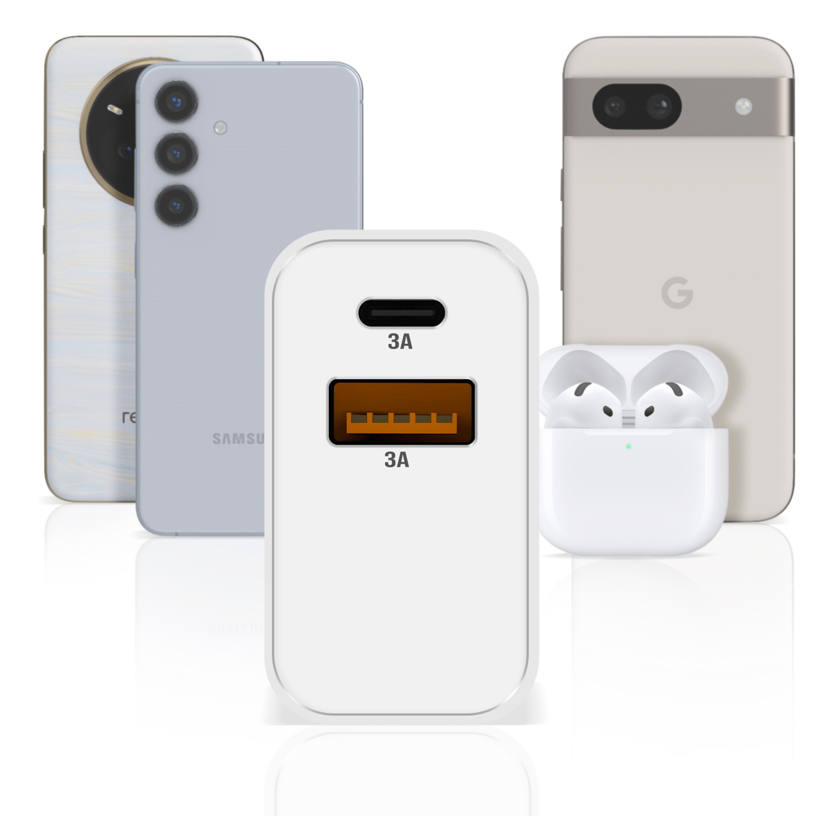 Chargeur rapide 15W Akashi double port USB et USB-C simultané