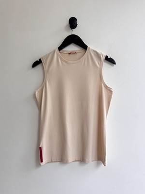 Vintage Prada Red Tab Beige Tank Top Size M Women's
