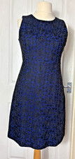 Lands End Black and Blue SIZE 14 Cocktail Dress Embroidered Flower Evening