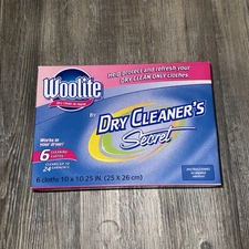 Woolite Dry Clean At Home By Dry Cleaner's Secret 6-Pack Cloths New Sealed Box.