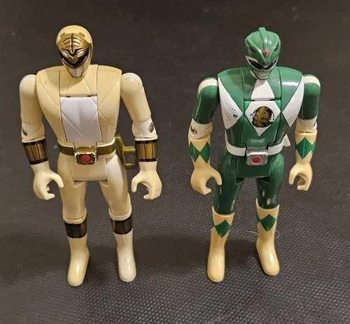 1993 Vintage Power Rangers Bandai Action Figures Head Flip White & Green Ranger