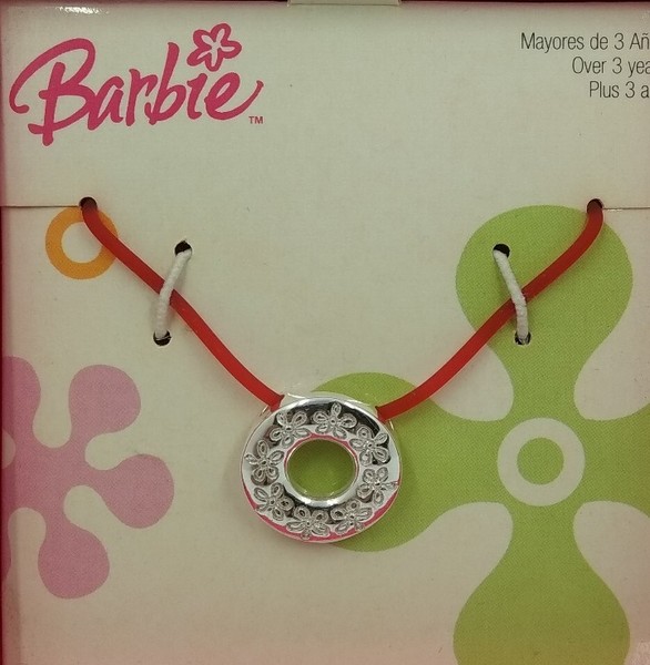 Collar para niñas Barbie en plata de ley. Redondo.