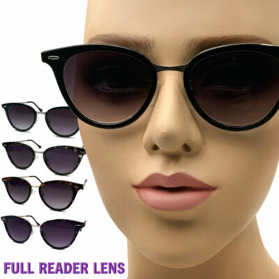 Cat Eye Tinted Reading Sunglasses Womens Outdoor Full Lens Magnified Readers