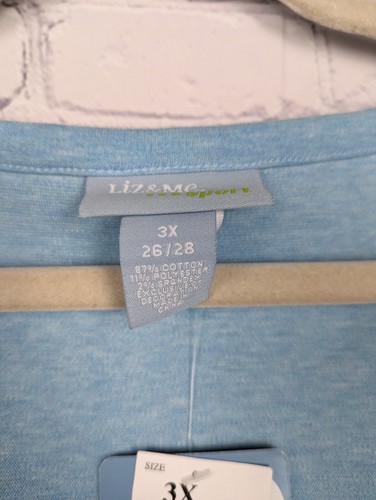 Liz & Me Womens Size 3X Blue V Neck Cotton Blend Long Sleeve Medium Weight Top - Picture 3 of 12