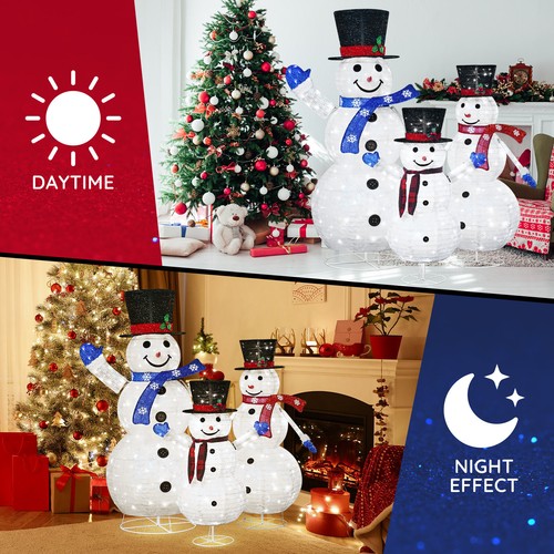 3Pcs Christmas Snowman Light LED 3D Xmas Outdoor Home Yard Decoration Holiday - Picture 11 of 12