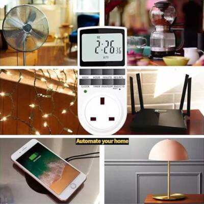 Elektronische digitale Zeitschaltuhr 12/24 Stunden Schalter 7 Tage Steckdose UK steckbar programmierbar