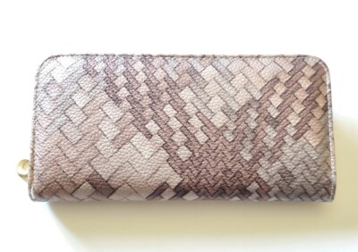 Cute Ladies Brown Grey Snake Lizard Look Faux Leather Zipper Wallet Purse As Pic