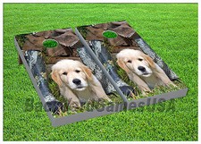CORNHOLE BEANBAG TOSS GAME w Bags Game Boards Dog Animal Camo Puppy Set 971