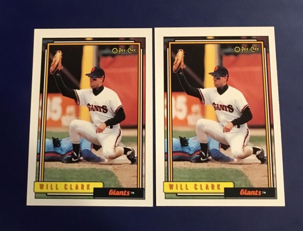 1992 Topps # 330 WILL CLARK O Pee Chee Lot 2 San Francisco Giants RARE ! 