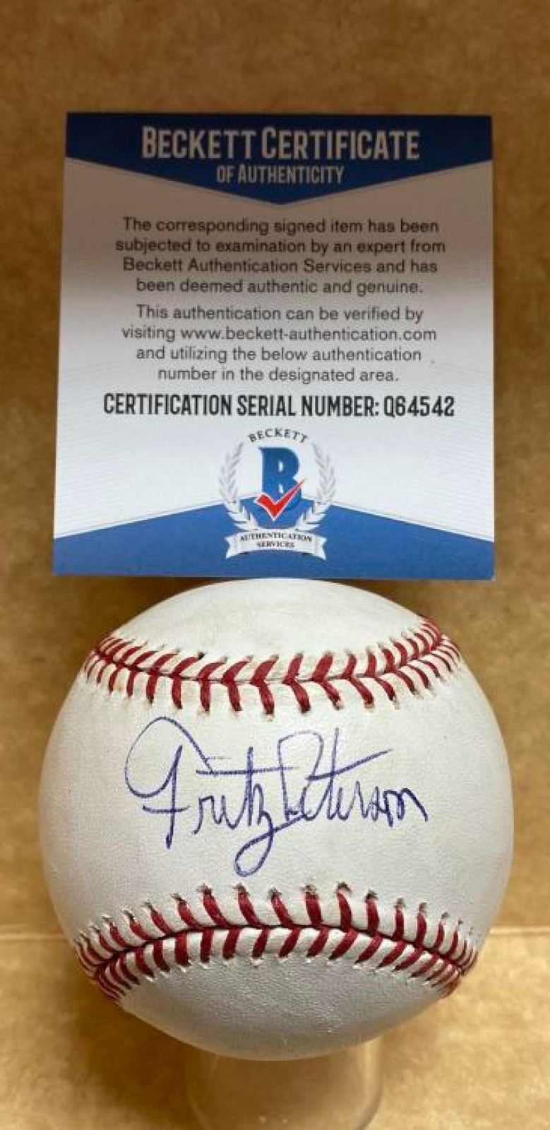 Professional Player Autographed Signed FRITZ PETERSON NEW YORK YANKEES M.L. BASEBALL BECKETT Q64542 