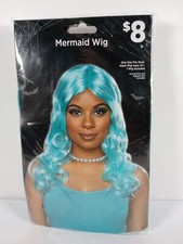 Long Wavy Teal Mermaid Wig Costume Adult Size
