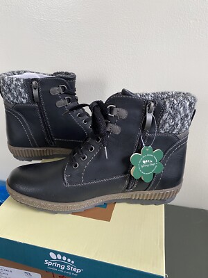 Spring Step Booties Karlene Women's 42 US Size 10.5-11 Black Lace Zip Ankle