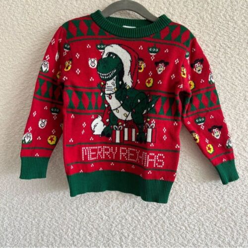 Toy Story Disney Pixar Red Green Christmas Merry Rex-Mas Sweater Size 2T