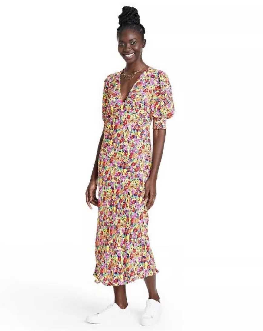 Floral Puff Sleeve Multicolor Floral dress by RIXO For Target. NWT. Size 2.  | eBay