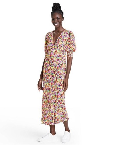 Floral Puff Sleeve Multicolor Floral 