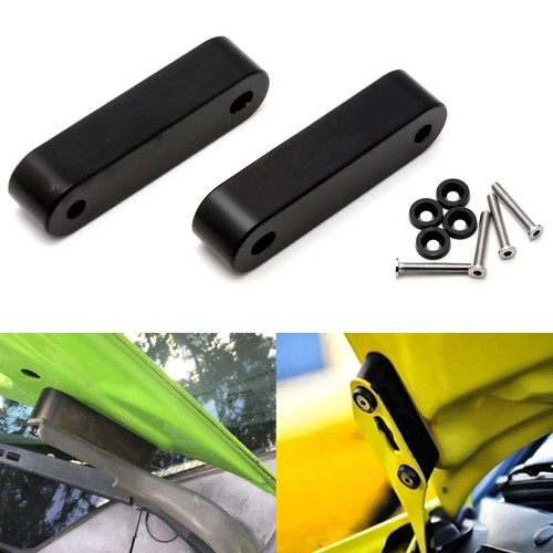 Black Billet Aluminum Hood Spacer Risers Accessories For Honda Civic 1988-2000, - Picture 8 of 11
