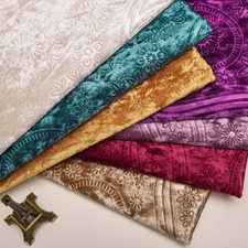 Embossing Floral Fabric Velvet Cloth Retro for Sofa Cushion Cover Tablecloth