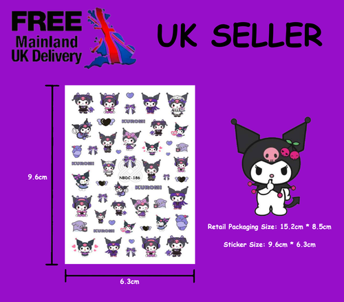 🌸SANRIO Nail Art Self Adhesive Stickers Kawaii Bear Rilakkuma Kuromi Purin🌸 - Picture 4 of 23