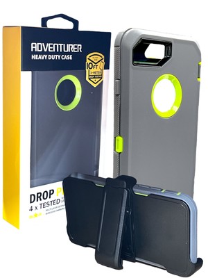 for IPhone 7/8 Plus Shockproof Defender Case with Holster -Grey/Green